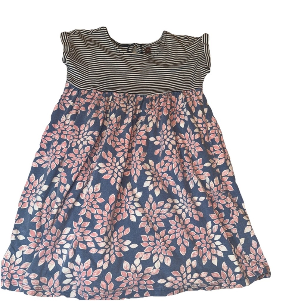 Tea Girls Cotton Dress 6 Blue Pink Floral